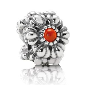 Pandora Sterling Silver July Birthday Blooms Bead w/ Carnelian - 790580car